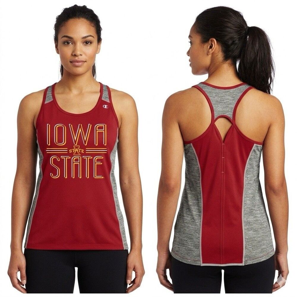 Champion Women Iowa State Cyclones Tank Top Racerback Red Gray Size M NWOT